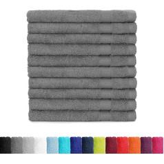 BaSaTex - Hand Towel Set for Guests Pack of 10 - Terry Towels with Hanging Loop Made of Soft Cotton in 30 x 50 cm - Wash Towels for Guests Oeko-Tex Standard 100 Certified - Anthracite