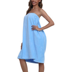 Trek Forte Sauna Towel Women's Bathrobe Sauna Kilt Sauna Sarong 100% Cotton with Elastic Band and Velcro Fastening, blue