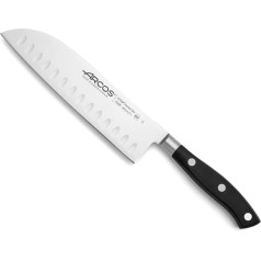 Arcos Serie Riviera - Santoku Messer Messer Asiatischer Art- Klinge aus Nitrum geschmiedetem Edelstahl 180 mm - HandGriff Polyoxymethylen (POM) Farbe Schwarz