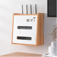 Catekro Router Shelf Stand Pour Decodeur, Router Shelf Standing, Wall Shelf for Router, Wooden WiFi Router Storage Box for Room Decoration