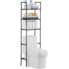 LIUBEI Toilet Shelf, 3-Tier Bathroom Shelf, Space Saving, Black Bathroom Organiser, Shower Shelf, Easy Assembly