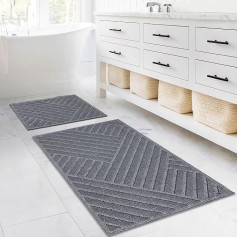 Koza Home Bath Mats Set of 2 Soft Cotton Bath Mat Piece Bath Mat 60 x 50 cm and 60 x 100 cm Bath Mat Sets