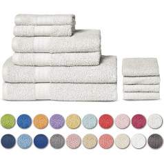 Bassetti Terry Towel Set 10 Pz, Vivian Series, Oeko-Tex® Certified, 100% Cotton (Mist)