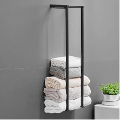 NEWRAIN Bathroom Towel Holder, Guest Towel Holder for Bathroom, Stainless Steel Towel Rack, Wall Mounting, Towel Holder, Black
