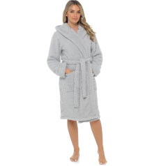 Ladies Teddy Bear Fluffy Soft Hooded Dressing Gown