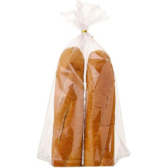 Lesibag Bread Baguette Loaf Bags, Pack of 100, Micro-Perforated Plastic Bags with Free Twist Ties for Homemade and Bakery Bread (11 x 18 Inches)