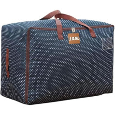 WITERY Large Storage Bag 100L Zipped Waterproof Large Moving Bags Toy Bags Moisture Resistant for Blankets, Duvet and Towels, Pillows (Dark Blue)
