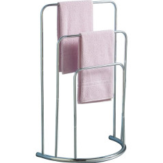 Bath Vida 3-Tier Bathroom Rack Free Floor Standing Curved Towel Holder, Metal, Chrome