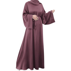 OBEEII Women's Muslim Bathrobes Satin Loose Muslim Dress Turkey Islamic Middle East Dubai Max Kaftan Full Length Dress