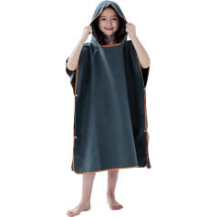 jooeer Children's Microfibre Bath Poncho Beach Surf Poncho with Hood for Swimming Camping Bathing Navy Blue