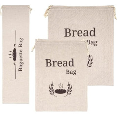 4 Pack Linen Material Bread Bags 23 x 33 m Reusable Drawstring Natural Unbleached Color