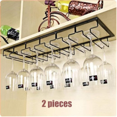 Chyuan 2 Pack 6 Row Wine Glass Holder, Hanging Drink Holder, Wine Glass Holder, Inverted Wine Glass Holder, Suitable for Bar Kitchens