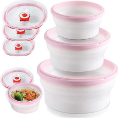 Sporgo Set of 3 Microwave Dishes: Food Storage Containers with Lid and Steam Control Valve Storage Containers with Lid, Meal Prep Boxes, Salad Bowl, Silica Gel, Cold Cut Boxes for Refrigerator,