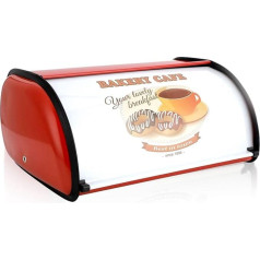 jiuzcare Bread Bin in Retro Design Bread Bin Stainless Steel Bread Storage Bread Box Bread Bin with Lid Bread Bin Consists Metal Retro Roll Top Bread Bin Large Deluxe Canister Storage, 14 L, [Red]