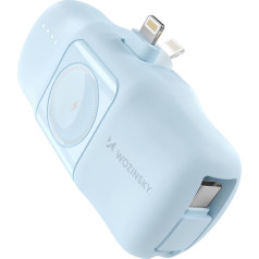 Mini powerbank 5000mAh 15W iPhone Lightning un lādētājs Apple Watch - zils