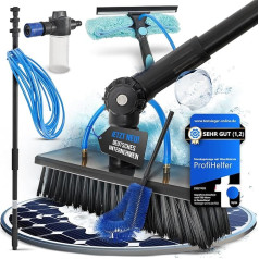 ProfiHelfer Telescopic Washing Brush 4.6 m – Telescopic Handle Extendable [4-in-1 10 Pieces] Cleaning Set Telescopic Rod Window Cleaning Conservatory Water Connection PV System Cleaning