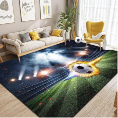Dai Lufei Football Field Play Mat, Ice Fire Football Printed Large Area Rugs, Sports Non-Slip Football Rug, 3D Football with Flames, Printed Rugs for Teenagers' Room, 80 x 120 cm