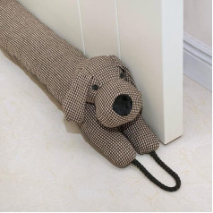 Estimber Under Door Draught Excluder Decorative Wind Stopper 96 cm for Door & Window Weighted Animal Air Draught Excluder Snake Noise Blocker for Down Door with Hanging Loops - Brown Dog