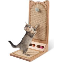 LitaiL Cat Scratching Board Made of Solid Wood, 58 cm High, L Shaped Scratching Board Sisal, Cute Cat Scratching Boards for Sofa Protection, Cat Scratching Furniture for Wall and Corner