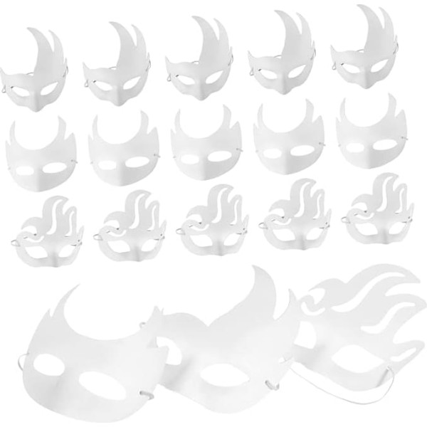 VALICLUD Party Mask Masquerade Ball Pack of 15 Hand-Painted Mask Decorations for Crafts White Masquerade Masks Cat Masks Cosplay Child Paper Venice Half