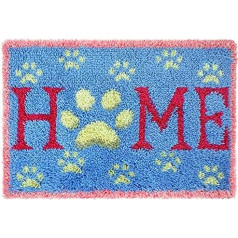 Latch Hook Rug for Knotting Yourself, 60 x 40 cm Latch Hook Kit, Self-Knotting Set for Children and Adults
