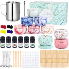 LDUMODUW Candle Making Set Candle Making Kit for Starter DIY Candles Scented Candle Gifts Set with 480 g Soy Wax, 9 Candle Tins, 8 Colour Blocks, 100 Candle Wicks, 112 Wick Stickers, 4 Stickers