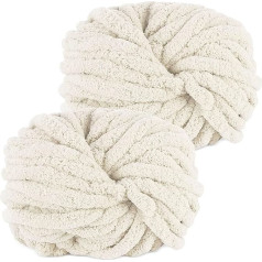 YushengTai Thick Wool, Pack of 2, 500 g Beige Chunky Wool, Thick Wool for Crocheting, Can be Used for Knitting Cushions, Blankets, Scarves and Hats as well as Pet Beds