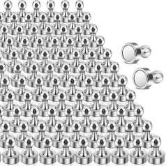 Pack of 100 Strong Magnets, Neodymium Magnets, Extra Strong, Mini Magnet for Magnetic Board, Small Magnets for Whiteboard, Fridge Cone Magnets, Small Metal Fridge Magnets for Notice Board, Office