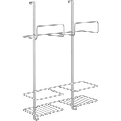 Metaltex Broomy Door Shelf for Broom and Cleaning Products, Polytherm Wire, Silver, 12.5 x 30.1 x 46.3 cm