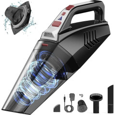 Hihhy Handheld Vacuum Cleaner Battery, 12000 Pa Wireless Handheld Vacuum Cleaner with LED Light, Portable Mini Vacuum Cleaner with 12.6 V 120 W Quick Charge, Handheld Vacuum Cleaner with Washable
