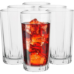 TREND FOR HOME Long Drink Glasses Cocktail Glasses | 340 ml | Set of 6 | Drinking Glasses Set Water Glasses Long Drink Glasses Highball Water Glass Juice Glass | Dishwasher Safe | Gina Collection