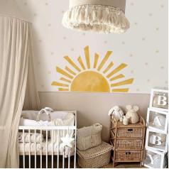 Neukids 120 x 67 cm Wall Tattoo Sun Boho Golden Sun Starburst Wall Sticker Children's Room Baby Room Wall Sticker Living Room Bedroom Girls Room Corridors Boho Wall Decoration