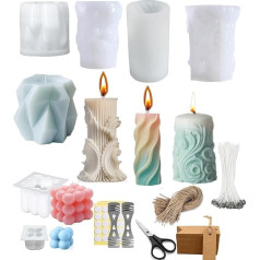 Candle Making Set Candle Moulds for Pouring Candle Mould Silicone Candle Moulds Silicone Mould for DIY Aromatherapy Candles Making Supplies 6 Pieces