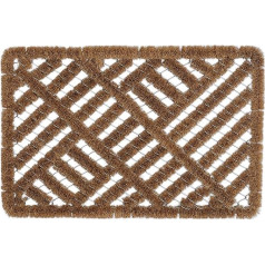 Relaxdays Wire Mesh Mat, 40 x 60 cm, Coconut & Metal, Indoor & Outdoor Weatherproof Doormat, Natural