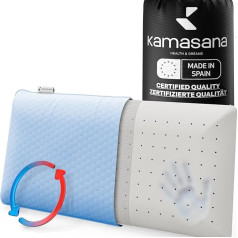 KAMASANA Cooling Neck Support Pillow 40 x 80 cm Breathable Ergonomic Pillow Neck Pain Orthopaedic Pillow Memory Foam Longer Service Life Cooling Technology Made in Spain Blue
