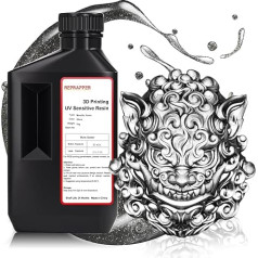 RepRapper 3D Printer Resin, Silver Metallic Shine 405nm Fast UV Curing Standard Resin Photopolymer 3D Printing Resin with Metallic Shine for LCD Printer, Argent Aura 1000 g Silver