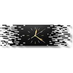 LANMOU Wall Clock Without Ticking Noises, Wall Clock Living Room Clock Modern 50 x 15 cm Wall Clock Black Modern Silent Acrylic Wall Decorations