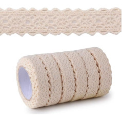 Mejoser Lace Ribbon - 6 Rolls - Vintage Decorative Lace Border Ribbon Self-Adhesive Trimming Fabric for Crafts Weddings Decorations Gifts DIY Crafts