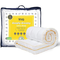 Snug Deeply Dreamy 10cm Extra Thick Mattress Topper with Elastic Straps Padded Comfort Super Soft Hypoallergenic Machine Washable Double 190 x 135 cm