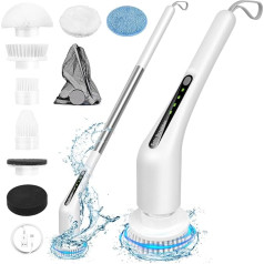 FIYAPOO Electric Cleaning Brush, Spin Scrubber with Adjustable Handle and 8 Interchangeable Drill Brush Heads, Corner Grout Brush, Patio Cleaner for Bathroom, Kitchen, Car, Floor, Toilet, Window