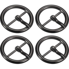 sourcing map Metal Roller Buckle, 4 Pieces Single Prong Belt Buckle, Round Center Bar Buckles for Leather Craft Accessories, Dark Grey, 1 Inch, darkgray