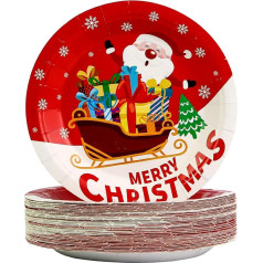 AHPYEUHK 50 Pieces Christmas Paper Plates 7 Inch Disposable Party Tableware Colorful Christmas Party Supplies Tableware Set Tableware for Decorations