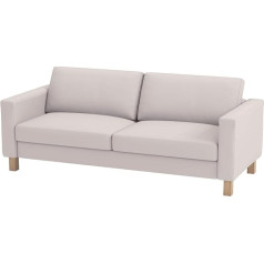 Sofa Cover Only! Durable Fabric Sofa Cover for Karlstad Three 3 Seater (No Loveseat!) (Width 205cm) Cover Replacement Compatible with iKea Karlstad Slipcover (Polyester Flax Beige)