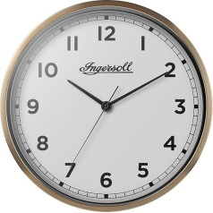 Ingersoll Easy to Read Analogue Wall Clock 45cm Diameter in Gold Case with White Dial