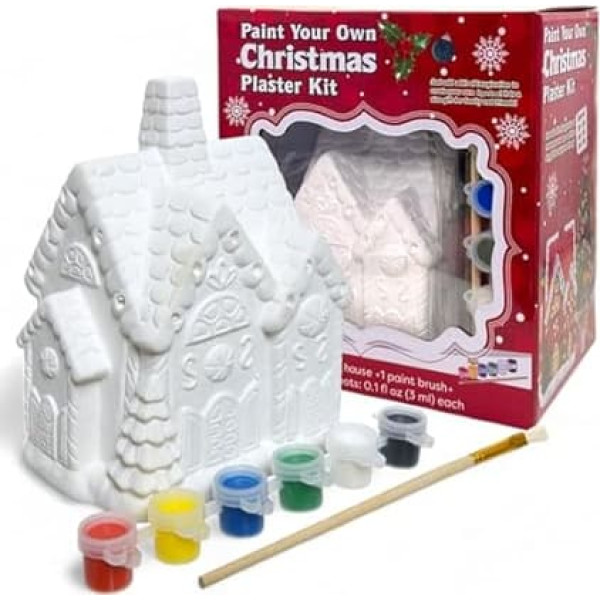 MIJOMA DIY Christmas Tree Decoration Set - Christmas Decoration for Personalised & Painting, 6 Colours & 1 Brush, Christmas Figures, Christmas Decoration Craft Set Children & Adults (XL Gingerbread