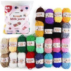 SusggO Pack of 24 Balls of Wool for Crochet and Crochet, Wool for Knitting, 25g ±50m, 60% Cotton, 40% Acrylic