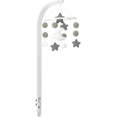 Snüz Mobile Baby - Soft Mobile for SnüzPod and SnüzKot with Stars, Moon and Clouds, with Clip-on Holder - White, FN015B