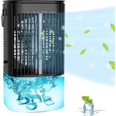 Air Cooler, Portable Air Conditioner, Mini Evaporative Cooler, Humidifier, Fan, 3 Fan Speeds, Personal Air Conditioner, for Home and Office (Black)