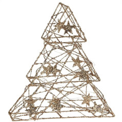 com-four® LED Decorative Christmas Tree - Christmas Decoration Christmas Tree with LED and Timer - Stand Christmas Tree with Warm White Light (01 Pieces - Gold - Tree 29 cm)