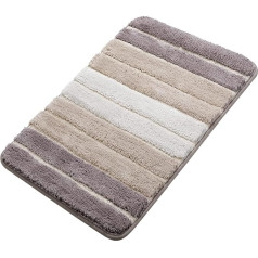 PiccoCasa Khaki Bath Mat, Non-Slip 50 x 80 cm, Bath Mats for Bathroom, Floor and Bathtub, Extra Soft, Striped Bathroom Rug, Machine Washable/Dry